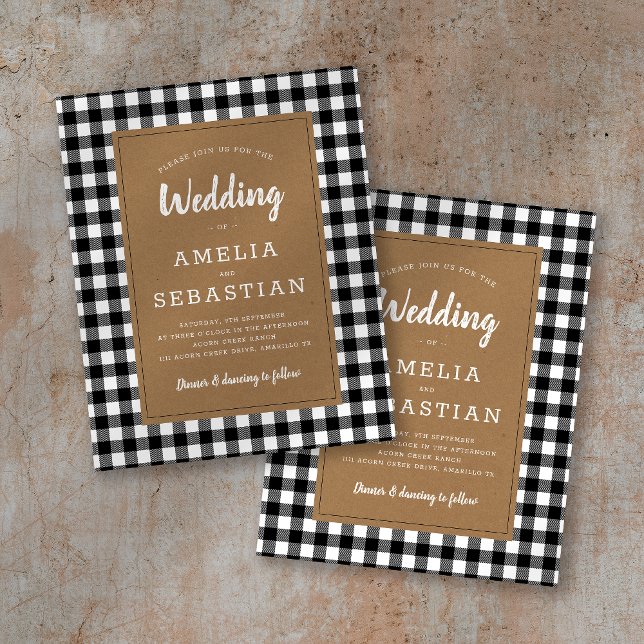 BUDGET Buffalo Plaid Kraft Wedding Invitation (Creator Uploaded)