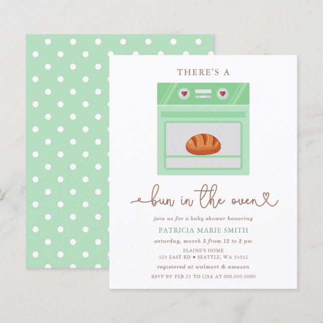 Budget Bun In The Oven Gender Neutral Baby Shower (Front/Back)