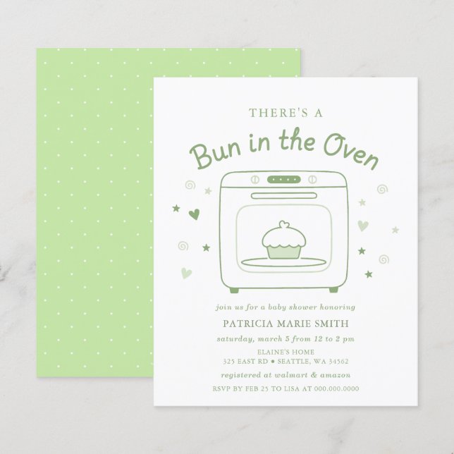 Budget Bun In The Oven Gender Neutral Baby Shower (Front/Back)