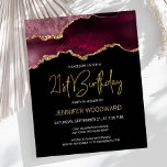 Budget Burgundy Agate 21st Birthday Invitation<br><div class="desc">This trendy 21st birthday invitation features a watercolor image of an agate geode in shades of burgundy with faux gold highlights. The words "21st Birthday" appear in faux gold glitter in decorative modern handwriting font. Customize it with the name of the honoree in gold coloured text and the details in...</div>