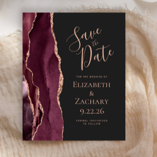 Budget Burgundy Agate Rose Gold Save the Date