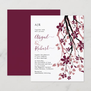 BUDGET Burgundy and dusty rose wedding invitation