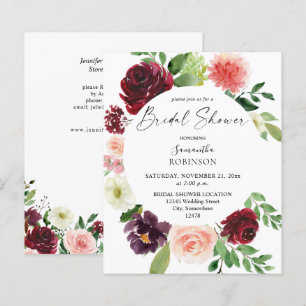 Budget Burgundy Blush Pink 4 Floral Bridal Shower