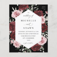 Budget Burgundy & Blush Pink 6 Floral - Black