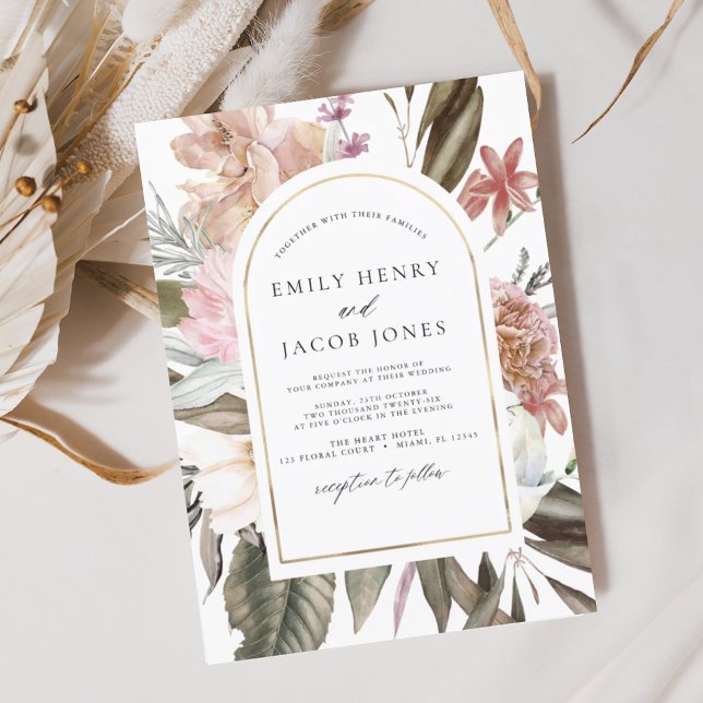 Budget Burgundy Boho Floral Wedding Invitation (Creator Uploaded)