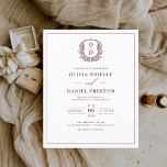 Budget Burgundy Elegant Crest Wedding Invitation<br><div class="desc">Capture the essence of sophistication with a formal floral crest monogram wedding design. This elegant blend of timeless floral motifs and a personalized monogram crest adds a touch of refinement to your wedding décor and stationery. Ideal for couples seeking a classic yet distinguished style, the design enhances the overall atmosphere...</div>