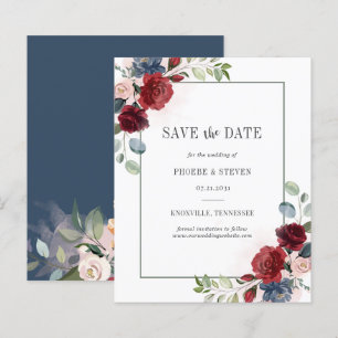 Budget Burgundy Floral Eucalyptus Save the Date