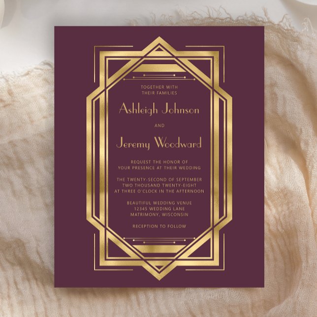 Budget Burgundy Gold Vintage 1920s Deco Wedding (Creator Uploaded)