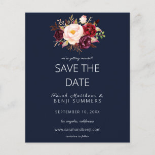 Budget Burgundy Marsa Floral Save the Date - Blue Flyer