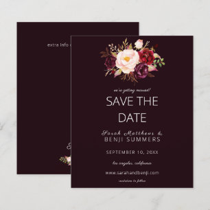 Budget Burgundy Marsa Floral Save the Date - D Red