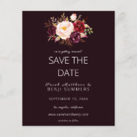 Budget Burgundy Marsa Floral Save the Date - D Red
