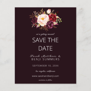 Budget Burgundy Marsa Floral Save the Date - D Red Flyer