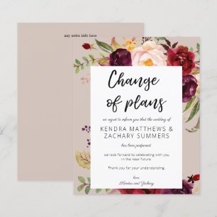 Budget Burgundy Marsala Floral TP Change of Plans