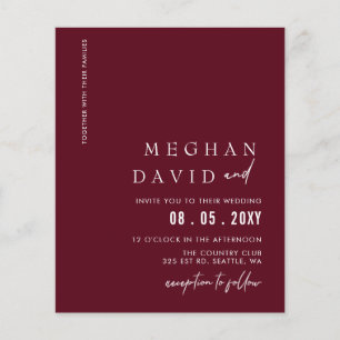 Budget Burgundy Modern Wedding Invitation
