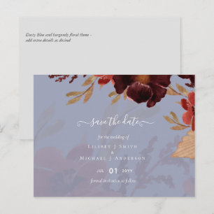 Budget Burgundy Orange Fall Floral Wedding Postcard