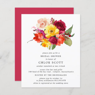 Budget Burgundy Orange Yellow Bridal Shower Invite