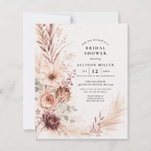 Budget Burgundy Pampas Fall Floral Bridal Shower