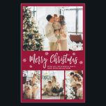 Budget Burgundy Photo Collage Christmas Thin Card<br><div class="desc">Budget Modern, Elegant, Burgundy and White 4 Photo Collage Merry Christmas Script Holiday Thin Card. This festive, minimalist, whimsical four (4) photo holiday template features a pretty photo collage, some snowflake and says Merry Christmas! The „Merry Christmas” greeting text is written in a beautiful white hand lettered typography font type...</div>