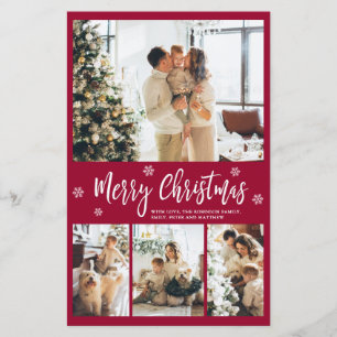 Budget Burgundy Photo Collage Christmas Thin Card