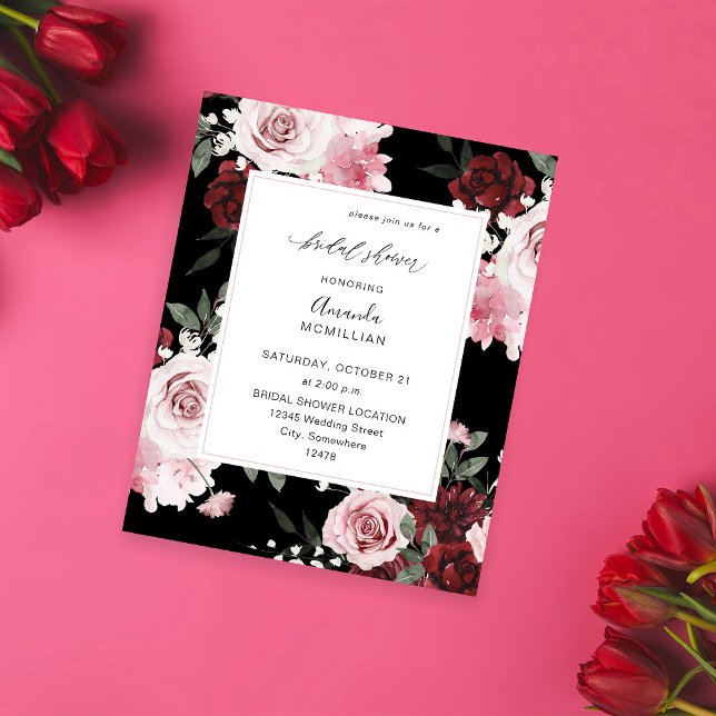 Budget Burgundy & Pink 6 Floral Bridal Shower B Flyer (Creator Uploaded)