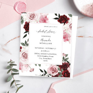 Budget Burgundy & Pink Floral 6 Bridal Shower