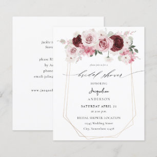 Budget Burgundy & Pink Floral Ele Bridal Shower 3