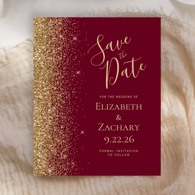 Budget Burgundy Red Gold Enregistrer la carte Date (Créateur téléchargé)