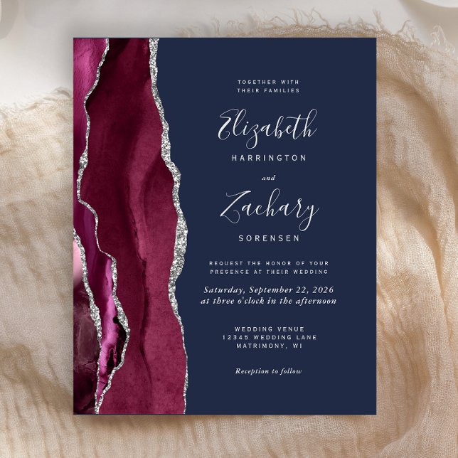 Budget Burgundy Silver Agate Navy Blue Wedding (Creator Uploaded)