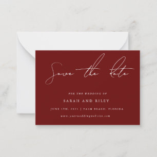 BUDGET Burgundy Wedding Save The Date Invitation
