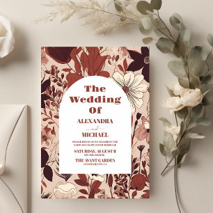 Budget Burgundy Wildflowers Wedding Flyer