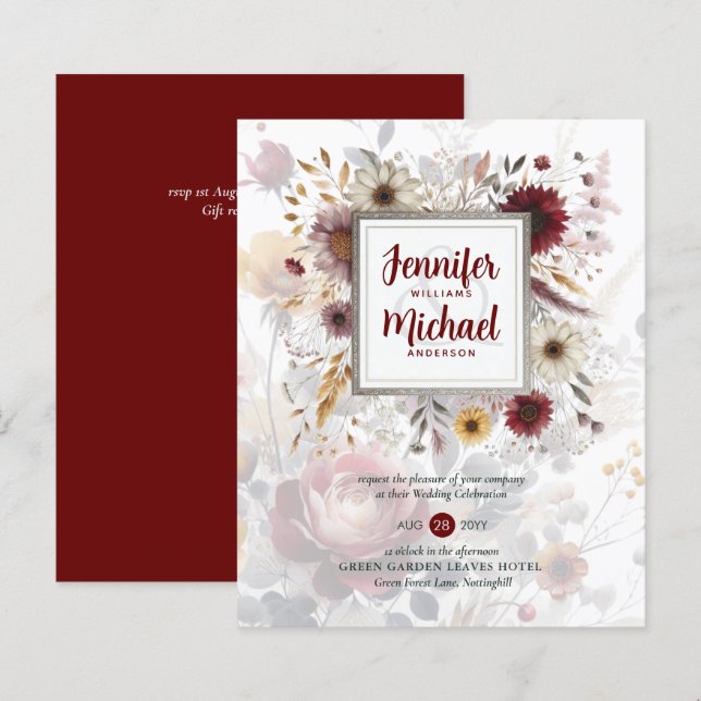 BUDGET Burgundy Yellow Floral (Front/Back)