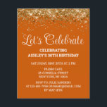 Budget Burnt Orange 30th Birthday Party Invitation<br><div class="desc">Burnt Orange Gold Glitter Invite, Budget 30th Birthday Party invitation, Let's celebrate Thirty Any Age, Fortieth Fiftieth Forty Fifty Sixty, Personalized 21st 40th 50th 60th, Elegant Milestone Thirtieth Sweet 16, Custom 18th Glam Golden Confetti, Adult Calligraphy Modern Stylish script, Chic trendy simple for her, Rust Copper 16th quinceanera 15th</div>