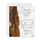 Budget Burnt Orange Agate Marble Wedding Invite