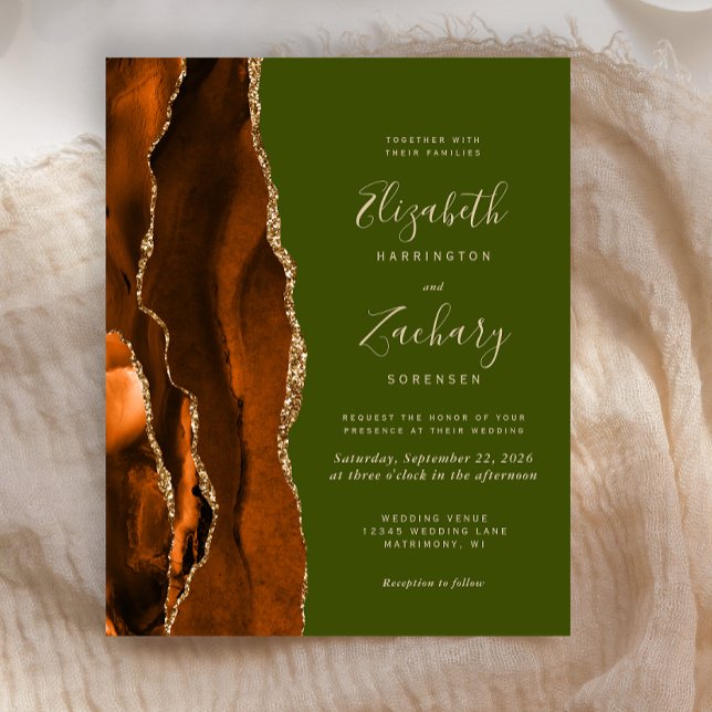 Budget Burnt Orange Agate Olive Green Wedding (Creator Uploaded)