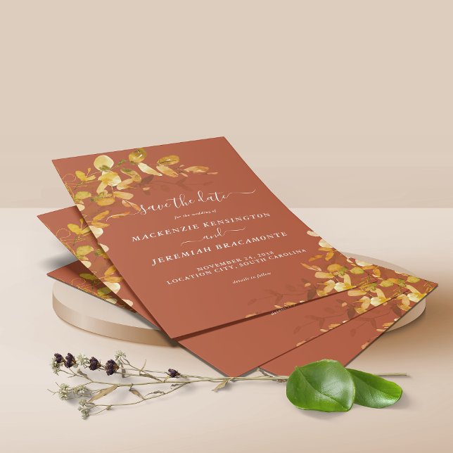 BUDGET Burnt Orange Botanical Save the Date Flyer (Creator Uploaded)