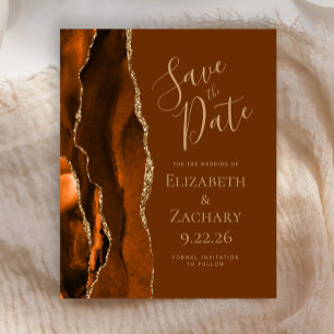 Budget Burnt Orange Gold Agate Brown Save the Date