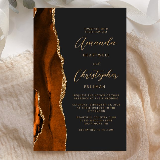 Budget Burnt Orange Gold Agate Dark Wedding (Creator Uploaded)