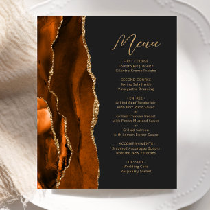 Budget Burnt Orange Gold Agate Dark Wedding Menu
