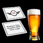 Budget Business Logo Coasters<br><div class="desc">Replace the graphic logo template with your own on these budget drink and beverage coasters for business promotion, restaurants, or social events. Promoted your company, cause, or services by making your own drink coasters.</div>