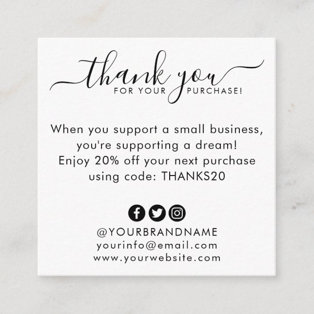Budget Business Logo Company Custom Thank You Card (Front)