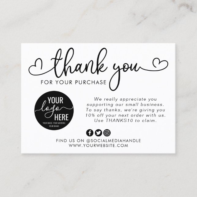 Budget Business Logo Social Media Heart Script Card (Front)