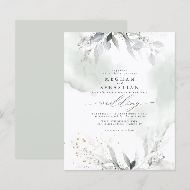 Budget But Beautiful Elegant Watercolor Foliage (Front/Back)