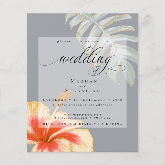 Budget But Beautiful Wedding CoralYellow Hibiscus (Front)