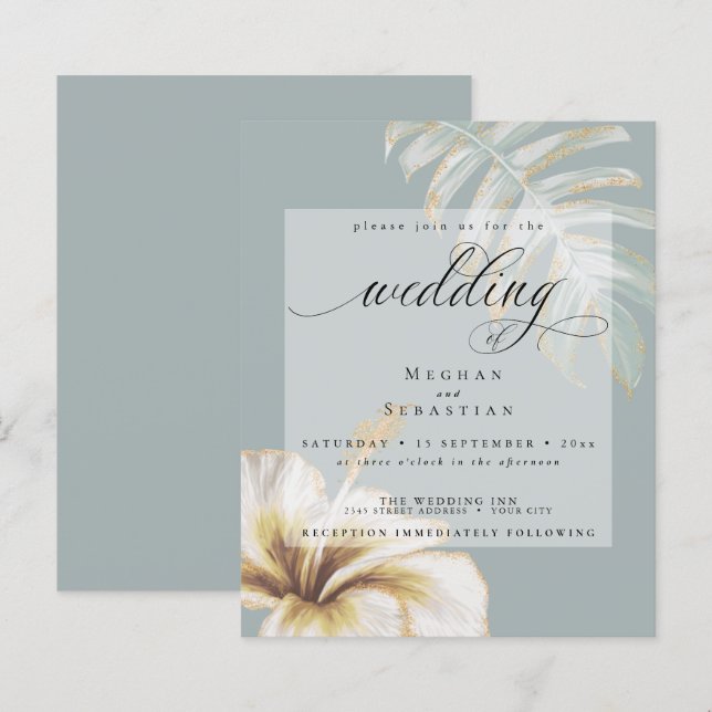 Budget But Beautiful Wedding Gold Yellow Hibiscus (Front/Back)