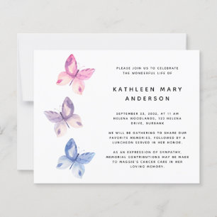 BUDGET Butterfly Celebration of Life Invitation