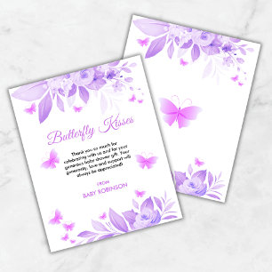 Budget Butterfly Kisses Baby Shower Thank You Card
