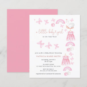 Budget Butterfly Pink Girl Baby Shower Invite