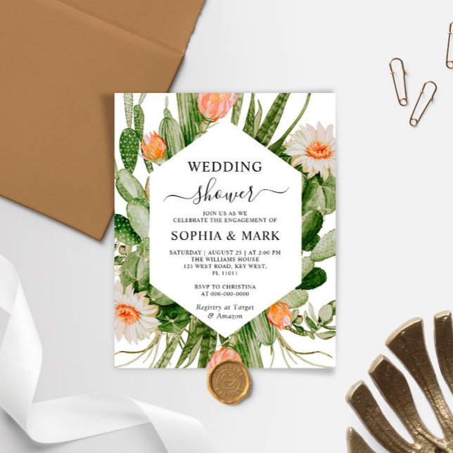 Budget Cactus Flowers Wedding Shower Invitation (Creator Uploaded)
