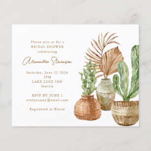 Budget Cactus Pampas Bridal Shower Invitation
