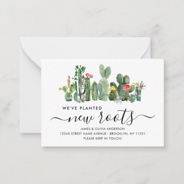Budget Cactus Planted New Roots Moved Moving Card (Front)